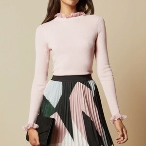 Ted Baker Dvana Frill-neck Jumper in Dusky Pink